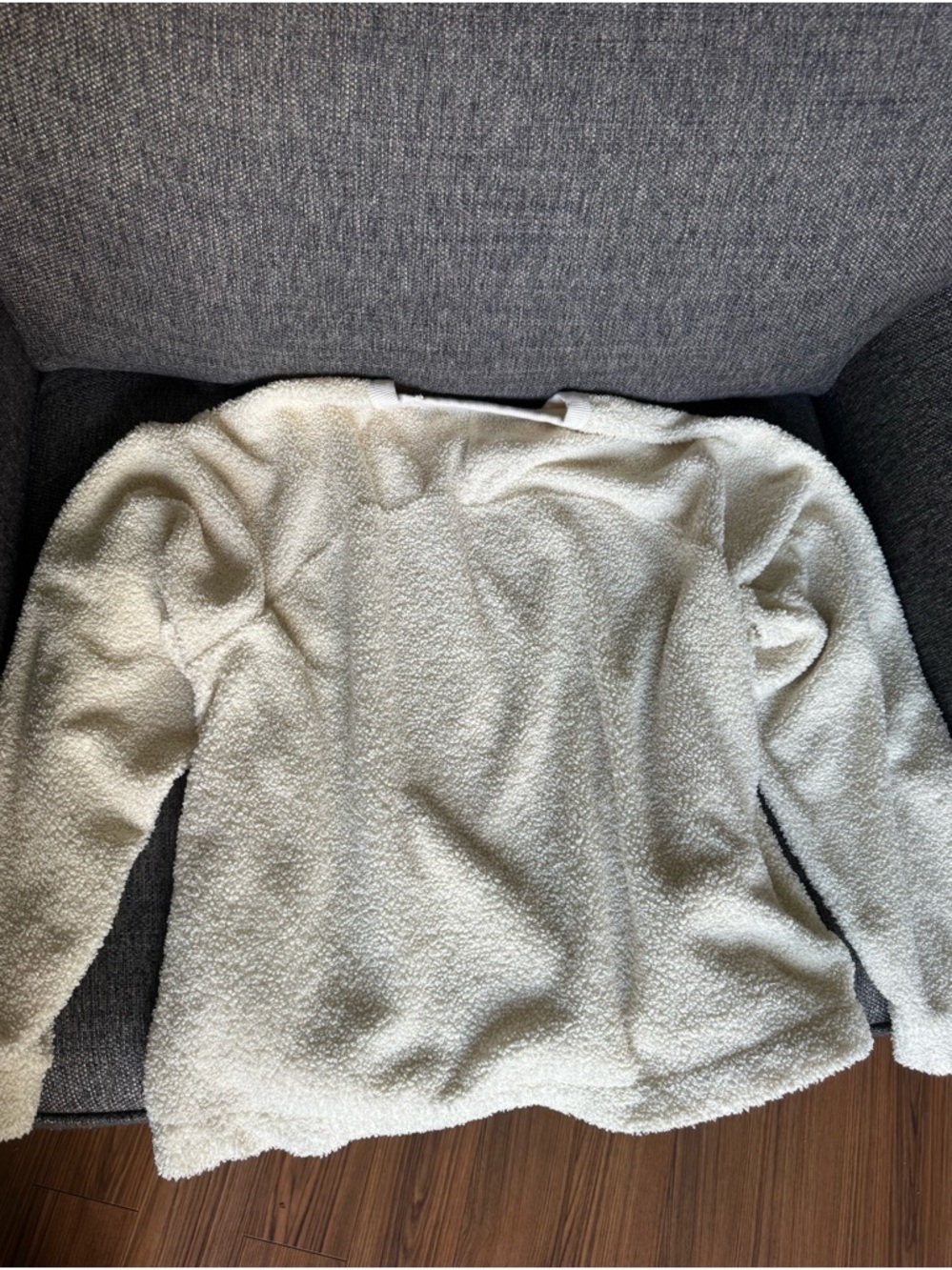 Men's Cream Sherpa Crewneck Sweater - Cozy Everyday Layer - Picture 4 of 4